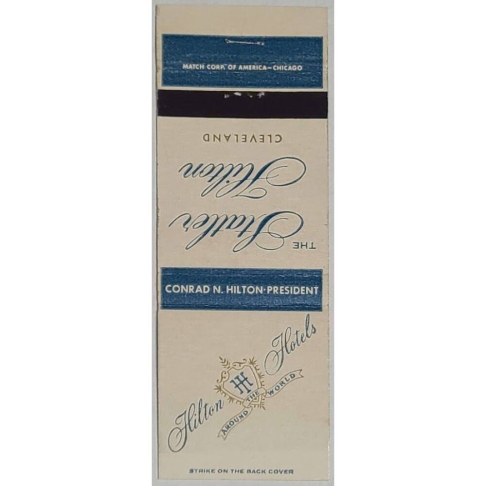 Vintage Matchbook Cover Statler Hilton Cleveland Ohio OH Hotel